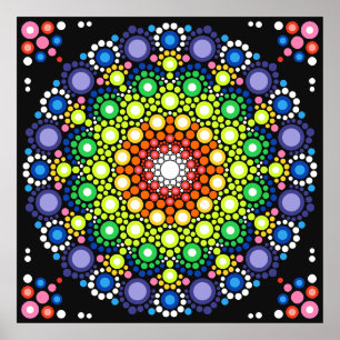 Dotter Mandala Retro Hippie Dots Poster