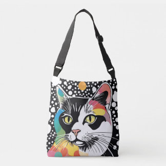 Dotter Whiskers farbenfrohe Katze Polka Dots Tote Tragetaschen Mit Langen Trägern