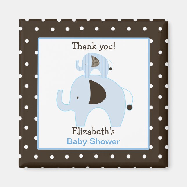 Dottie Elephant (blau) Square Gefallen Magnet (Vorne)