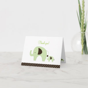 Dottie Green Elephant Folded Thank you notes Dankeskarte