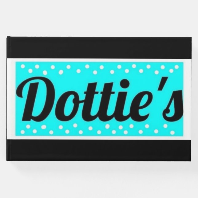 Dottie's Store Logo Guest Book (Black & Aqua) Gästebuch (Vorderseite)