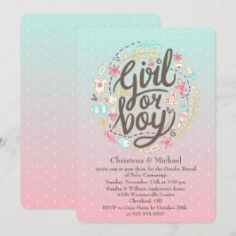 Dotty 2 Tone Watercolor Gender Reveitation Einladung