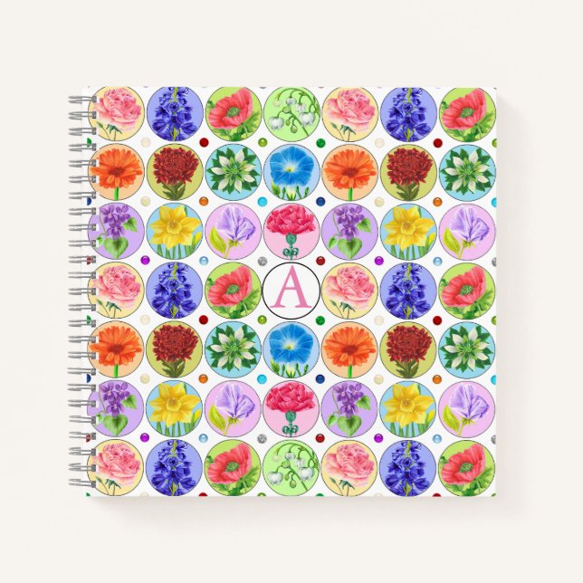 Dotty Birth Blume und Gem Notebook Notizbuch (Vorderseite)