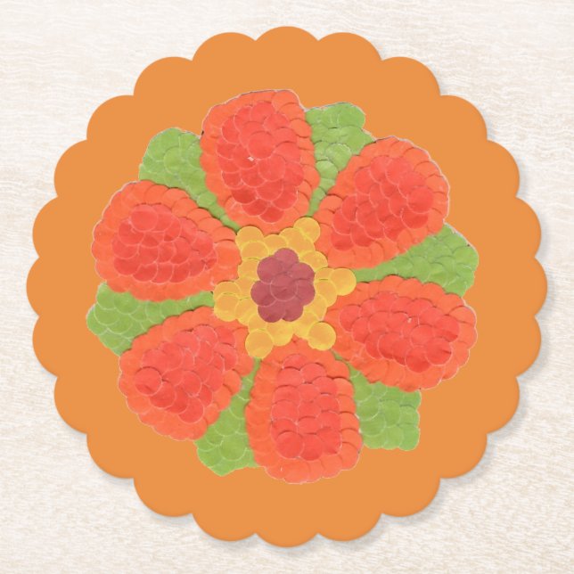 Dotty Blume skallopiert Untersetzer (Vorderseite)