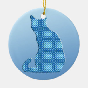 Dotty Cat - Blautöne Keramik Ornament