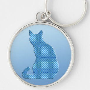 Dotty Cat - Blautöne Schlüsselanhänger