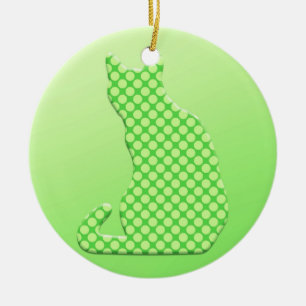 Dotty Cat - Kalkgrün Keramikornament
