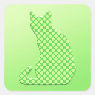 Dotty Cat - Kalkgrün Quadratischer Aufkleber