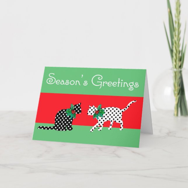Dotty Cats Weihnachtskarte Feiertagskarte (Vorderseite)