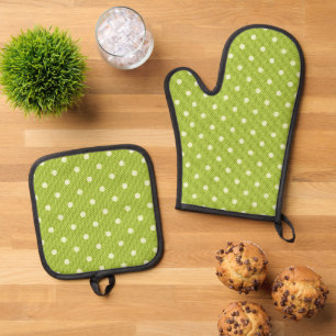 Dotty Delight Green Ofenhandschuh & Topflappen-Set