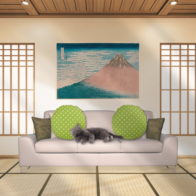 Dotty Delight Green Rundes Kissen (Dotty Delight Green Round Pillows on the sofa in the Japanese room.)