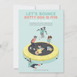 Dotty Dog Bounce auf Trampolin 5. Geburtstagsparty Einladung