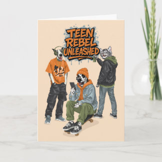 Dotty Dog Teen Rebel Unleashed Graffiti Birthday Karte