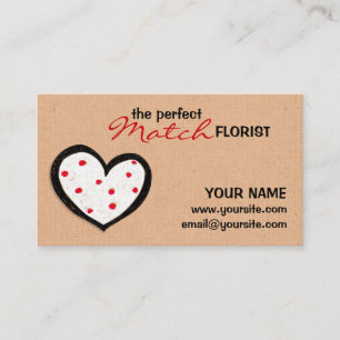 Dotty Hearts kraft Florist Business Card Visitenkarte