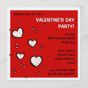 Dotty Hearts Red Valentine's Day Party Einladung