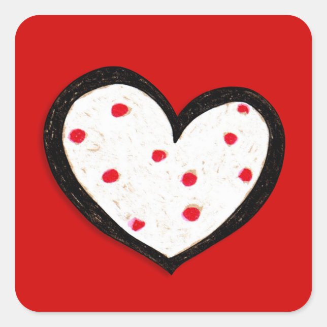 Dotty Hearts roter Square Sticker (Vorderseite)