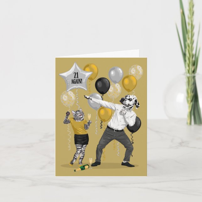 Dotty Hund 21 Meilenstein Geburtstag Karte (Vorderseite)