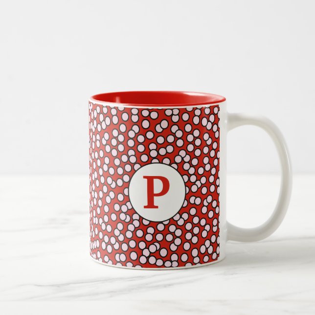 Dotty Monogramm-Muster Zweifarbige Tasse (Rechts)