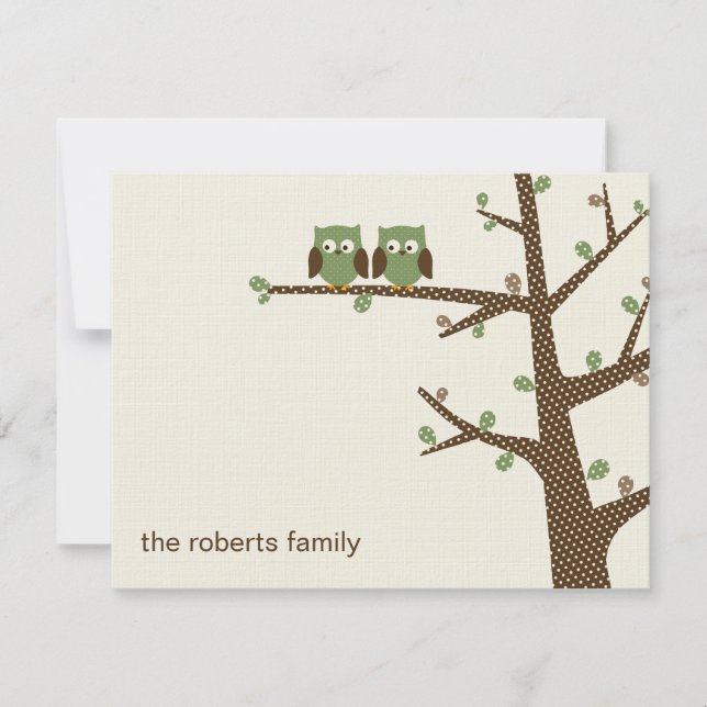 Dotty Owl Twins Vielen Dank Cards Einladung (Vorderseite)