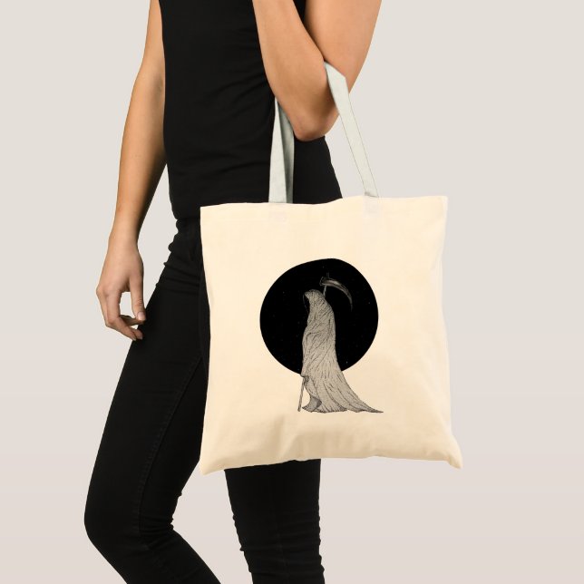 Dotwork grimmiger Sensenmann Tragetasche (Vorderseite (Produkt))