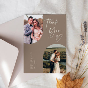 Double Arch Brown Wedding Foto Dankeskarte