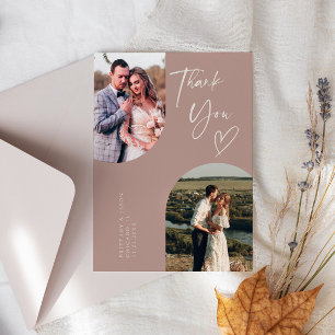 Double Arch Dusty Rose Wedding Foto Dankeskarte