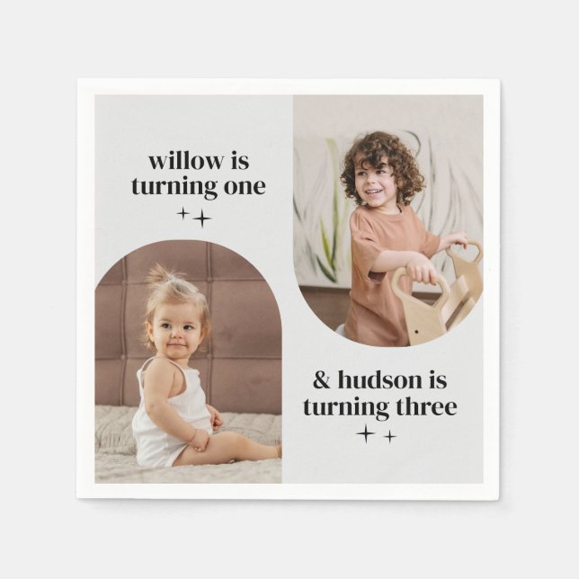 Double Arch Foto Joint Geburtstagspapier Napkin Serviette (Vorderseite)