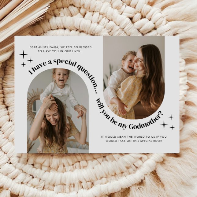 Double Arch Photo Godmother Proposal Einladung (Zazzle Double Arch Photo Godmother Proposal Invitation )
