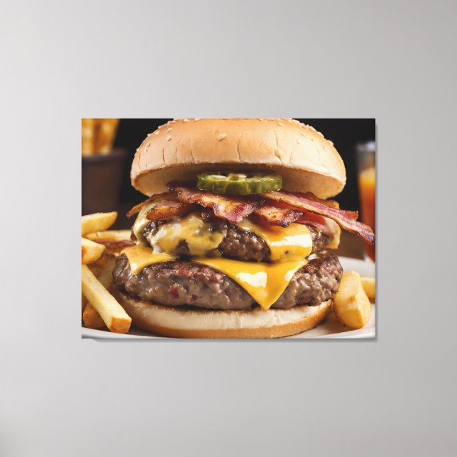 Double Bacon Cheeseburger Leinwanddruck (Vorderseite)