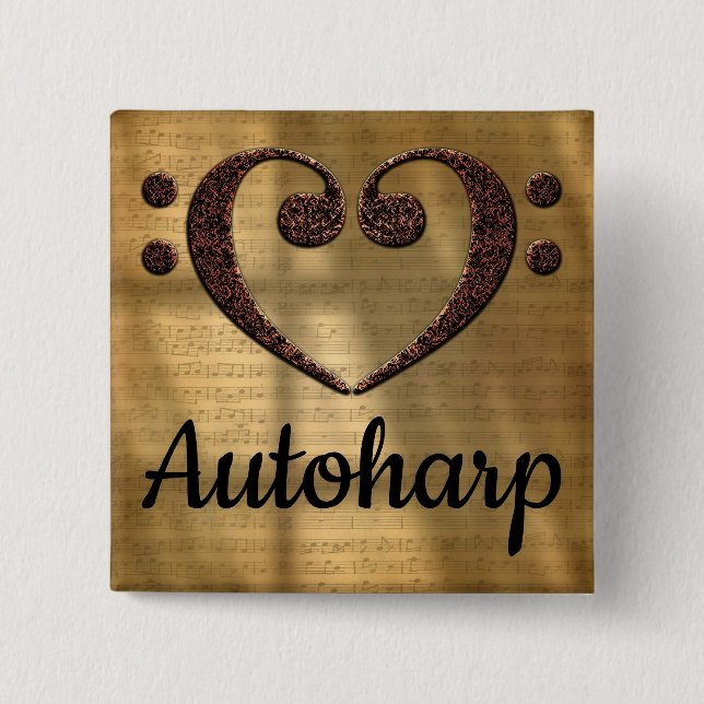 Double Bass Clef Heart Autoharp Button (Vorderseite)