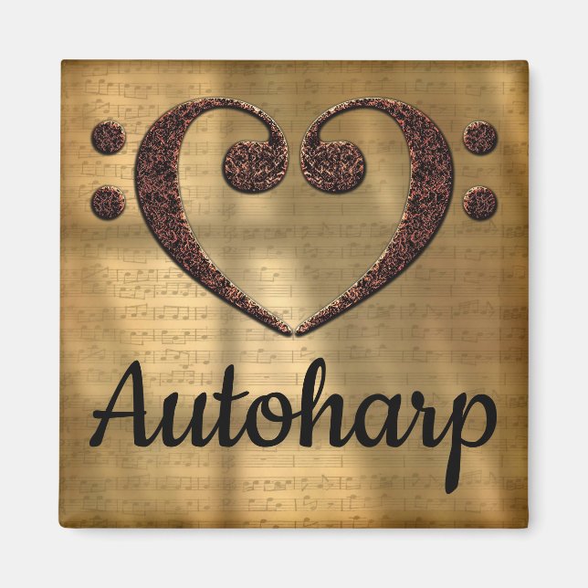 Double Bass Clef Heart Autoharp Magnet (Vorne)