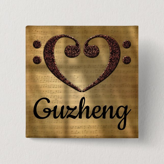 Double Bass Clef Heart Guzheng Button (Vorderseite)