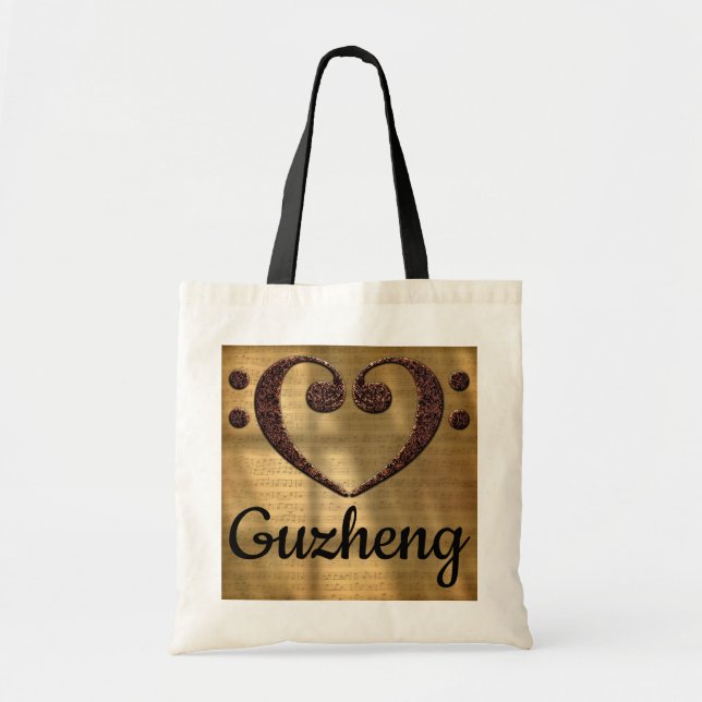 Double Bass Clef Heart Guzheng Tragetasche (Vorne)