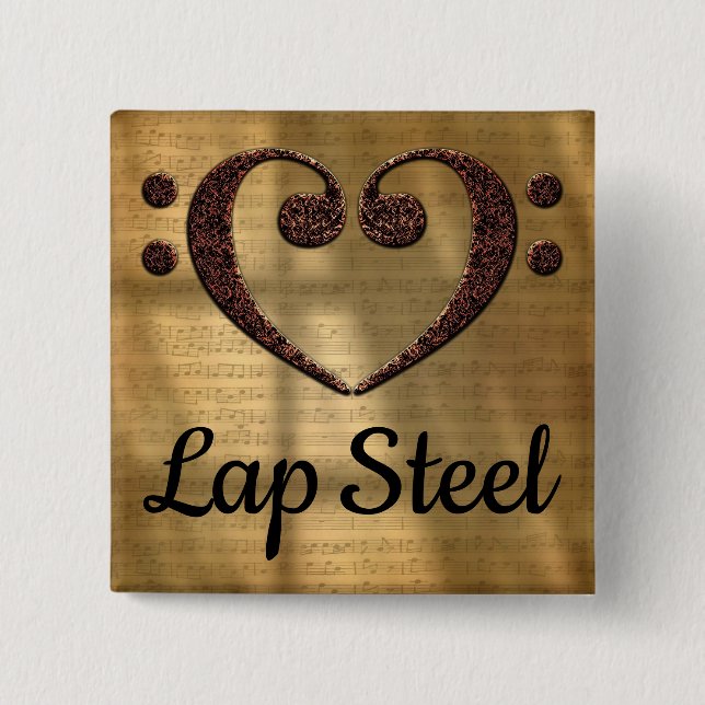 Double Bass Clef Heart Lap Steel Button (Vorderseite)