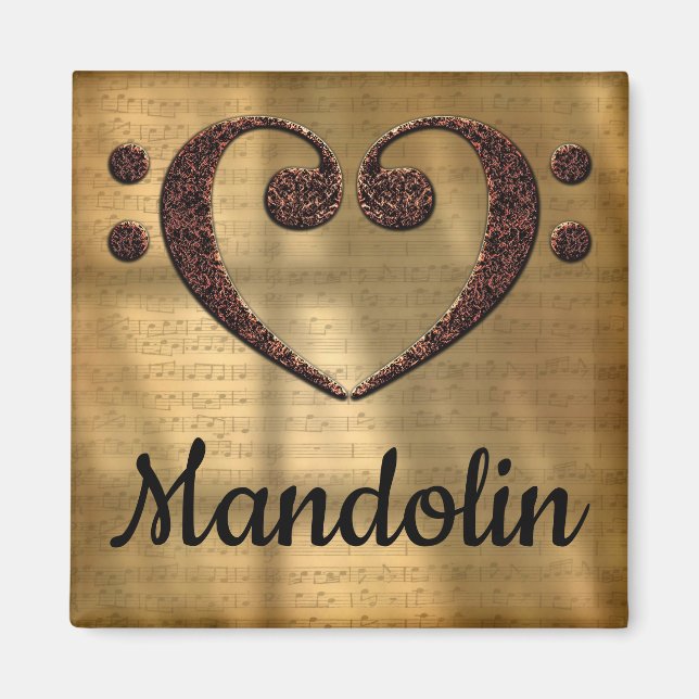 Double Bass Clef Heart Mandolin Magnet (Vorne)