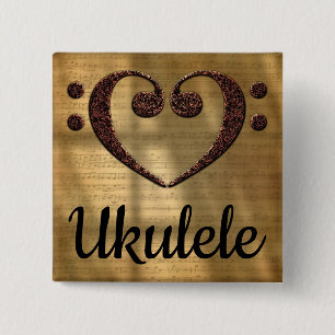 Double Bass Clef Heart Ukulele Button
