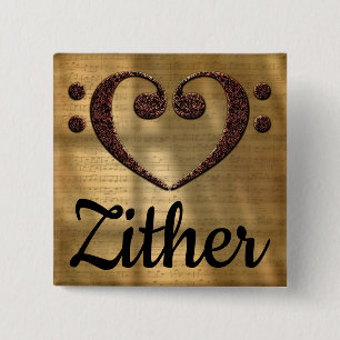 Double Bass Clef Heart Zither Button