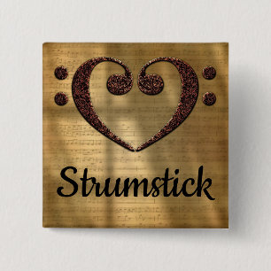 Double Bass Clef Herz Strumstick Button