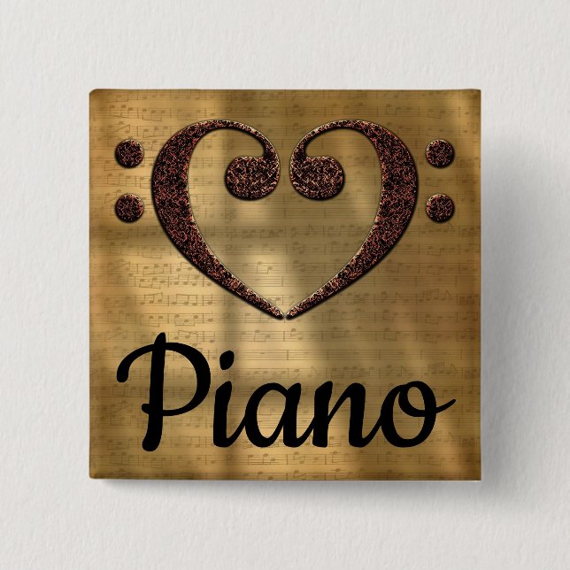 Double Bass Clef Herzpiano Button (Vorderseite)