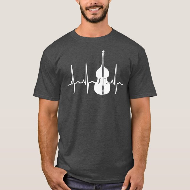 Double Bass Heartbeat Funny Jazz Instruments T-Shirt (Vorderseite)