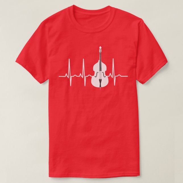 Double Bass Heartbeat Musik von Jazz Instruments T-Shirt (Design vorne)