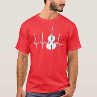 Double Bass Heartbeat Musik von Jazz Instruments T-Shirt