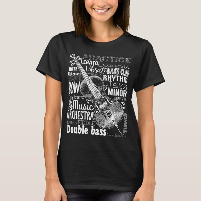 Double Bass Instrument Word Cloud Musicians Double T-Shirt (Vorderseite)