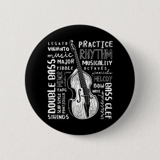 Double Bass Word Cloud Upright Bass Art Music Button