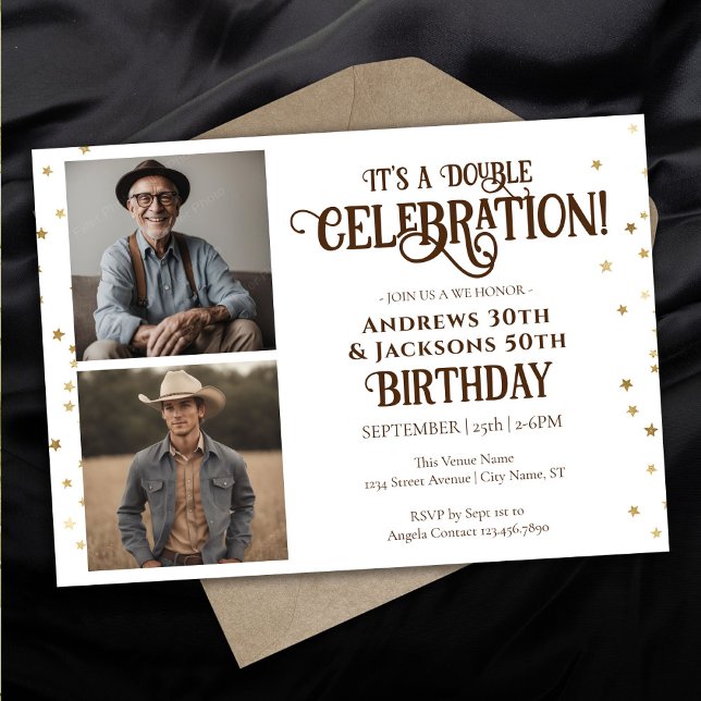 Double Birthday Party Star Confetti Foto Einladung (Von Creator hochgeladen)