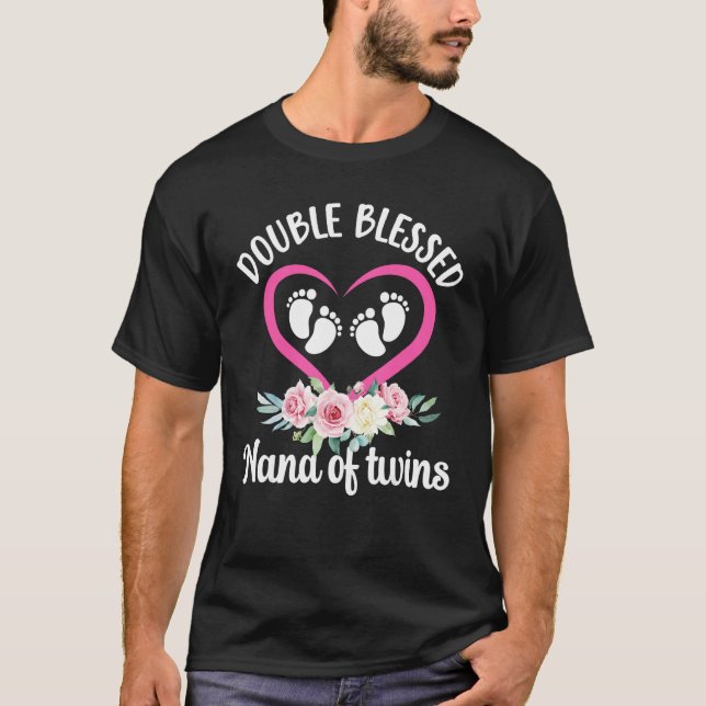 Double Blessed Nana Of Twins Twin Nana Grandma T-Shirt (Vorderseite)