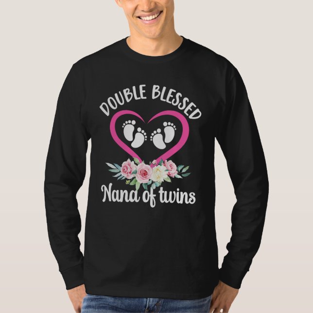 Double Blessed Nana Of Twins Twin Nana Grandma T-Shirt (Vorderseite)