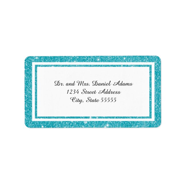 Double Blue Glitzer Trim - Adressetikett (Vorne)
