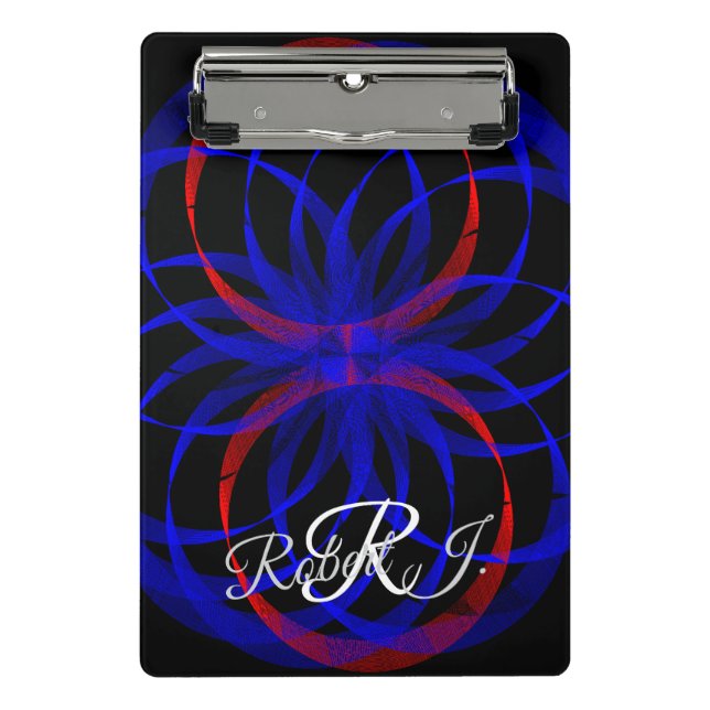 Double Blueberry Color Geometric Mini Clipboard Klemmbrett (Vorderseite)
