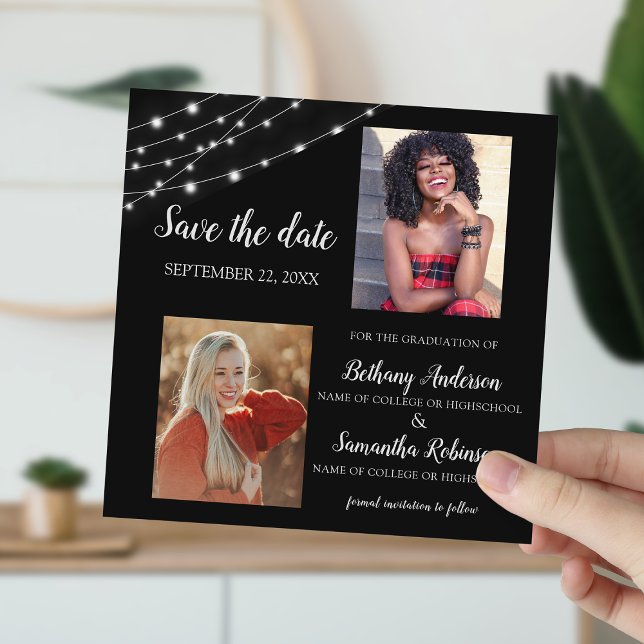Double Celebration 2 Photo Graduation Save The Date (Von Creator hochgeladen)